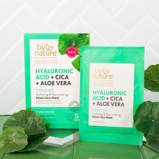 Hyaluronic Acid + Cica + Aloe Vera Face Mask - 5 Pack